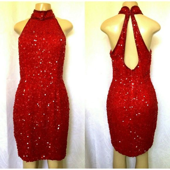 black tie oleg cassini sequin dress